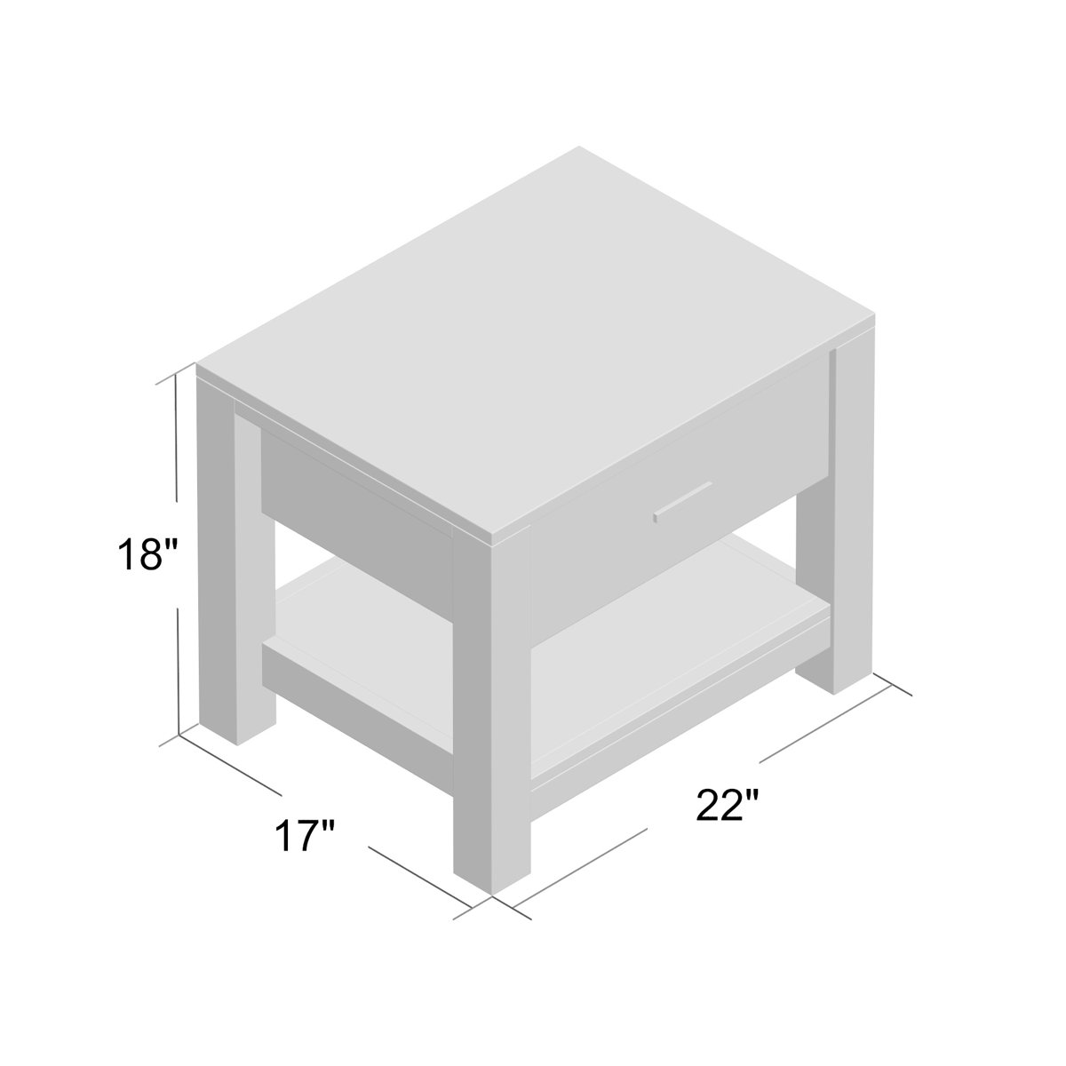 Grain Wood Furniture Loft 18.5'' Tall 1 Drawer Solid Wood Nightstand